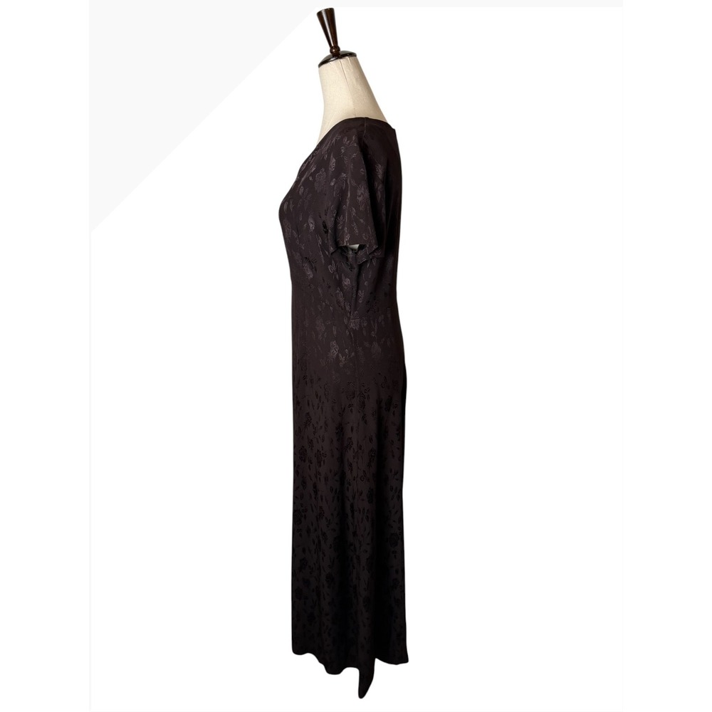 Laura Ashley Vintage 90s Dress Women 8 Brown Floral Jacquard Maxi Cottagecore - Picture 7 of 11